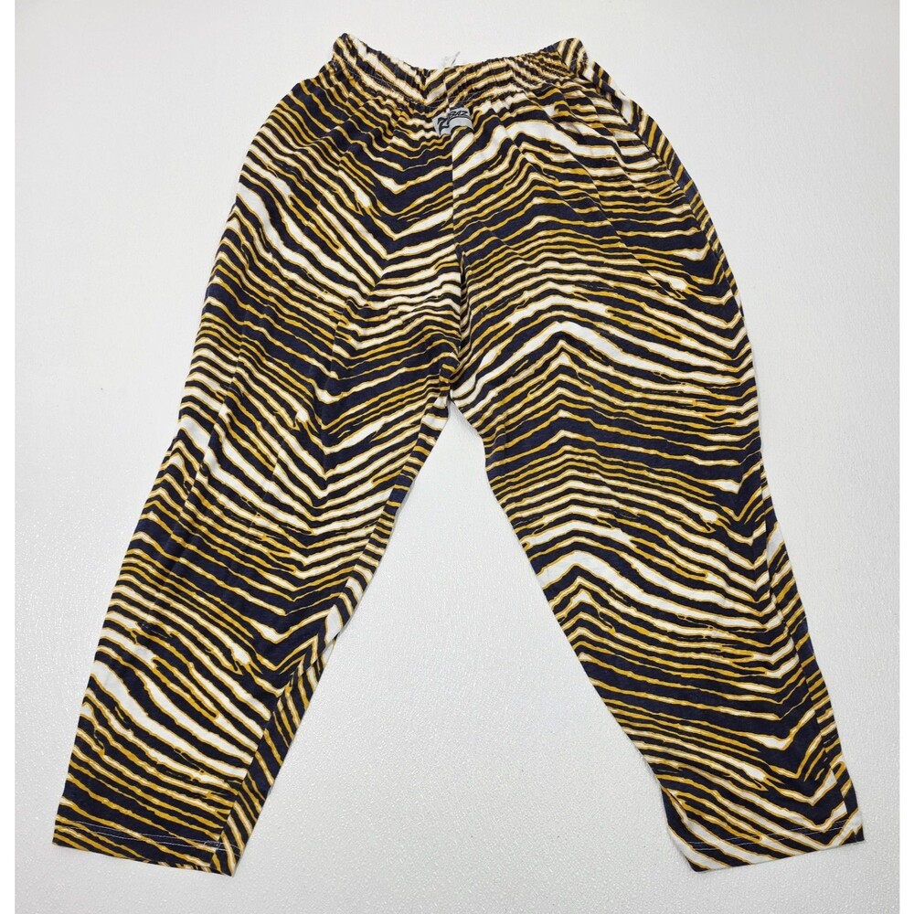 Zubaz Pants Mens Small Blue Gold White Zebra Lounge Pajama Retro